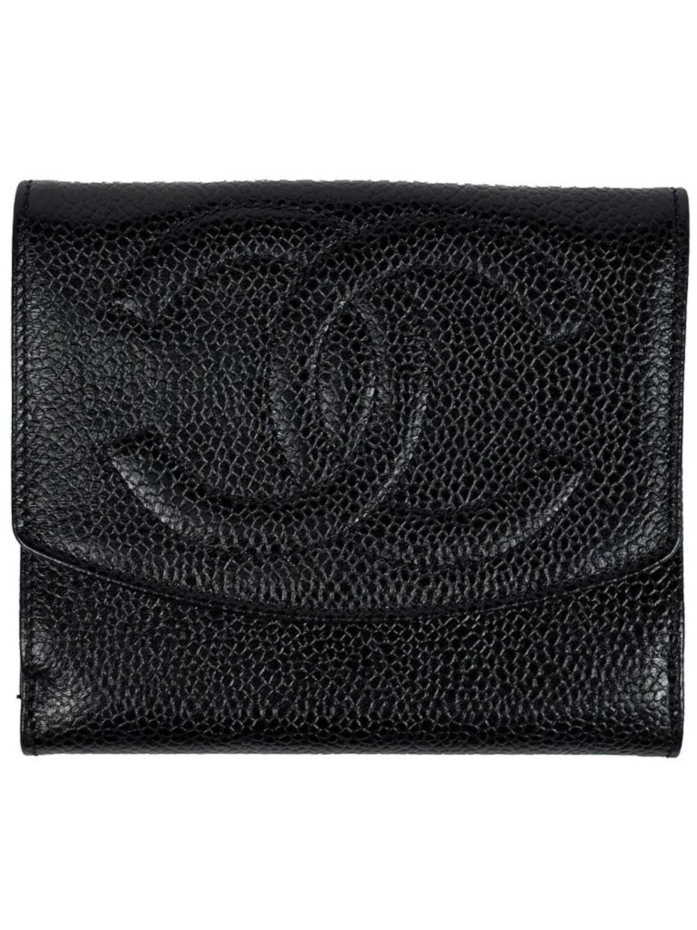 Chanel Bifold Wallet CC Logo Caviar Leather Black